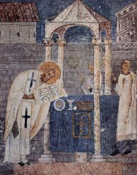 Fresco of Basil the Great in the cathedral of Ohrid.