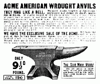 An ad for an Acme anvil, from the 1902 Sears Roebuck catalog.